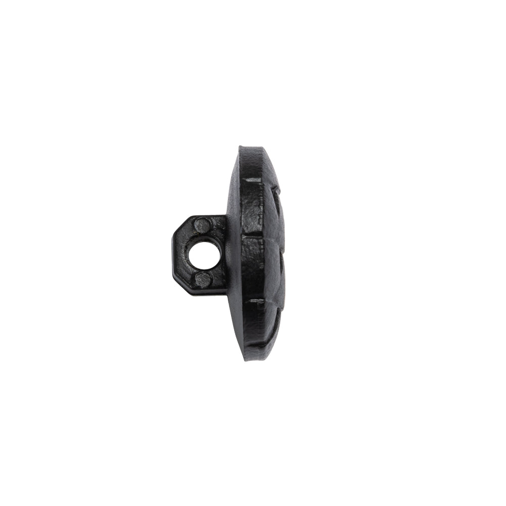 Italian Black Geometric Engraved Shank Back Plastic Button - 28L/18mm