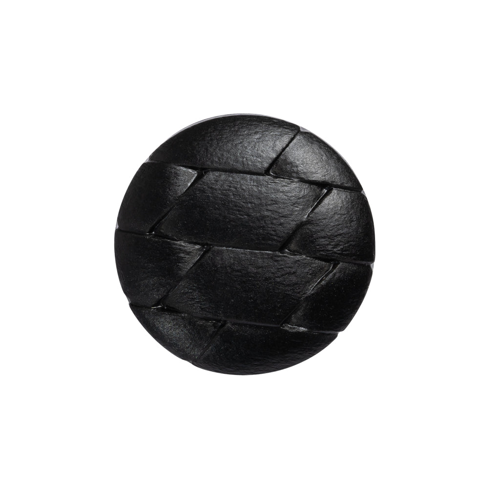 Italian Black Geometric Engraved Shank Back Plastic Button - 36L/23mm