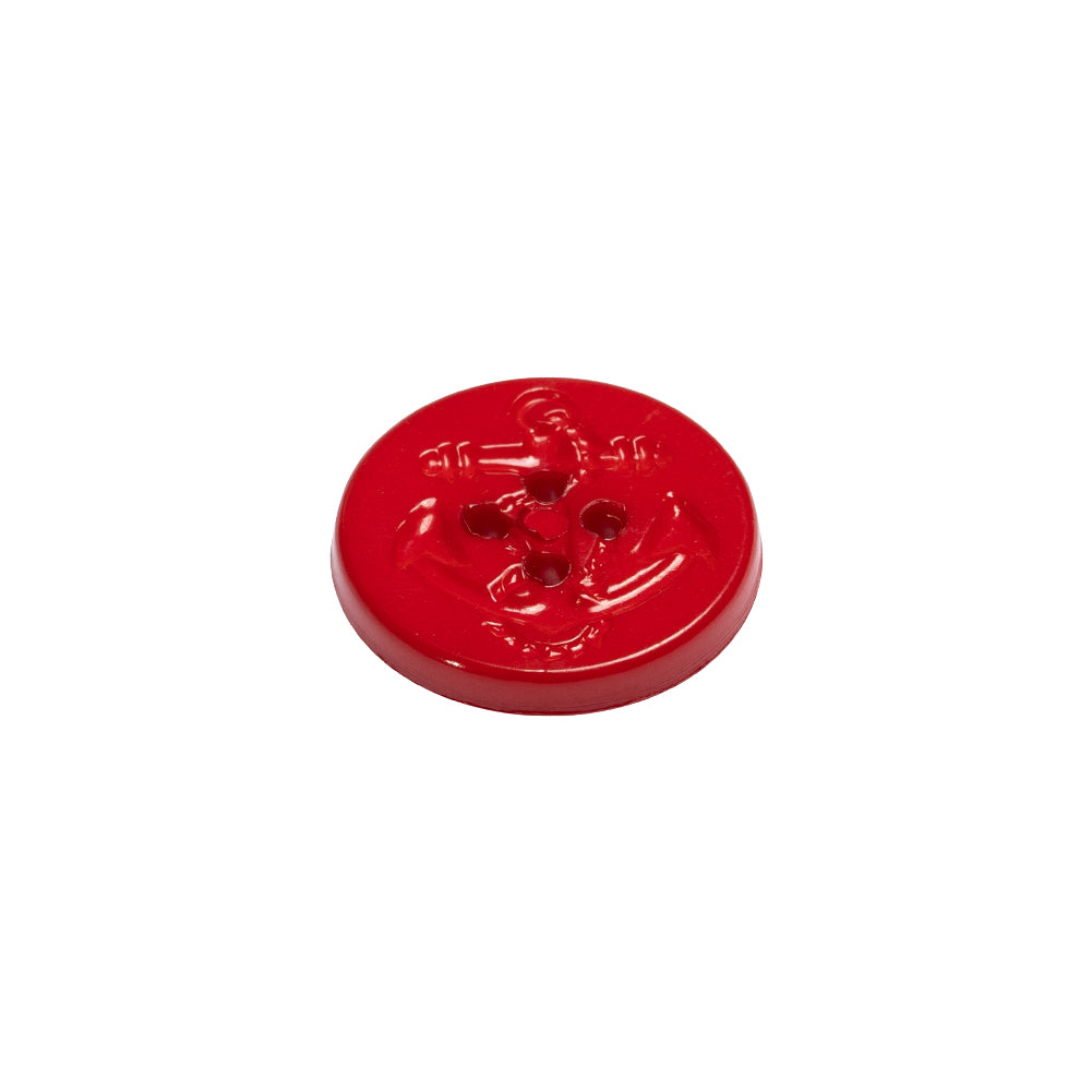 Red Anchor Plastic 4-Hole Button - 24L/15mm