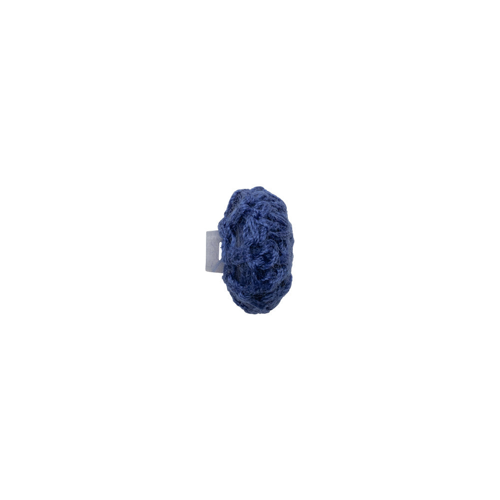 Matte Blue Crochet Fabric Covered Shank Back Button - 16L/10mm
