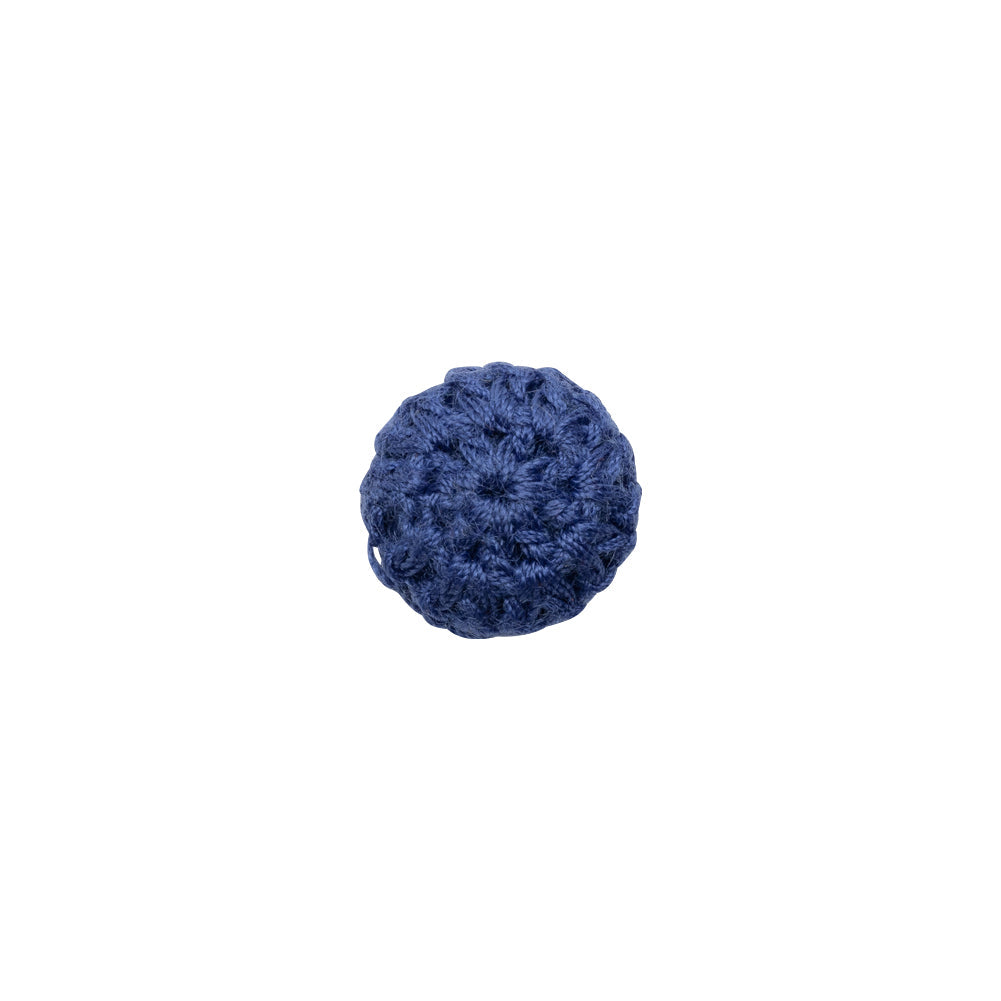 Matte Blue Crochet Fabric Covered Shank Back Button - 18L/11.5mm