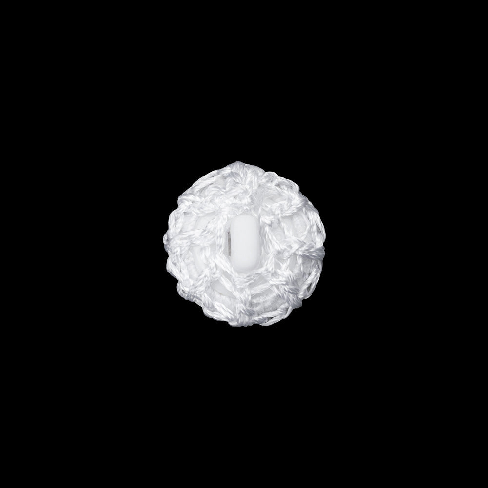 Optic White Crochet Fabric Covered Shank Back Button - 20L/12.5mm