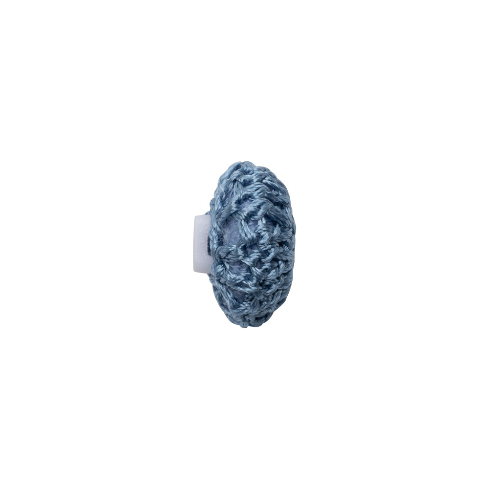French Blue Crochet Fabric Covered Shank Back Button - 20L/12.5mm