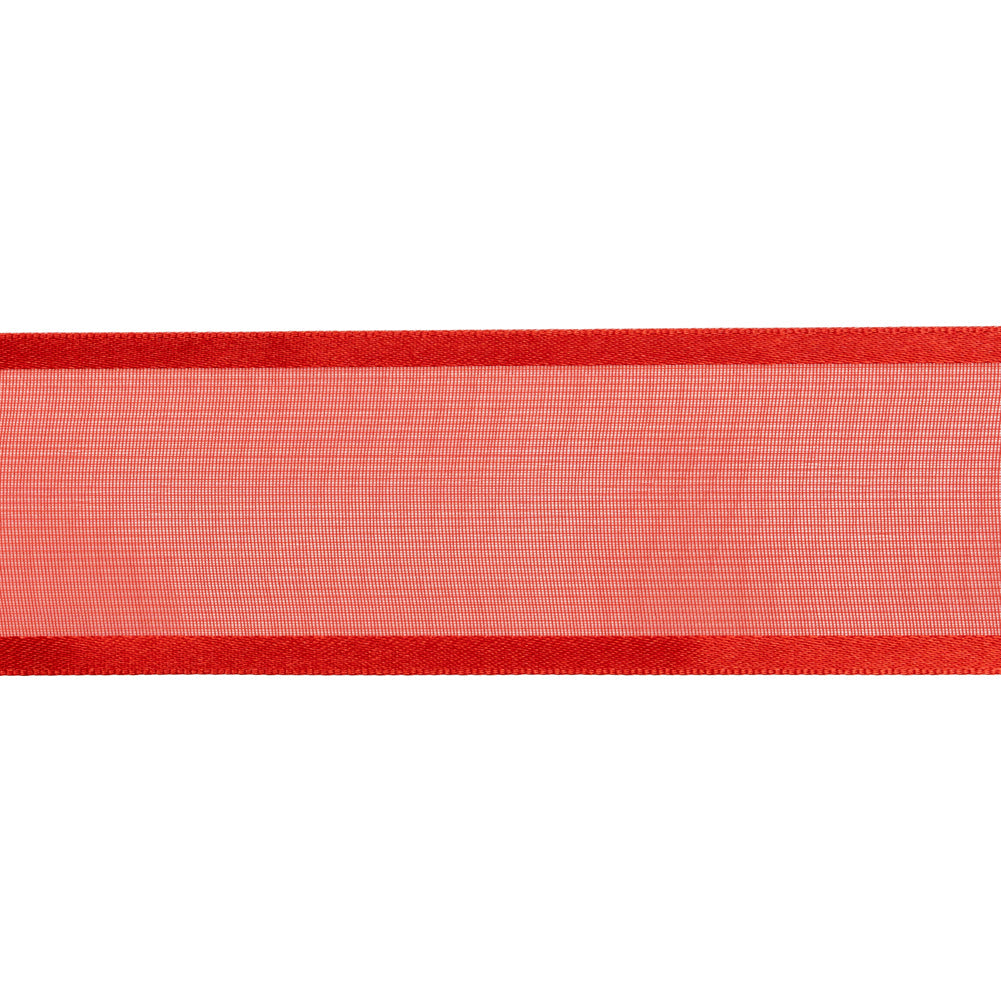 Sheer Ribbon with Double Faced Satin Edges - 1.375" - Red