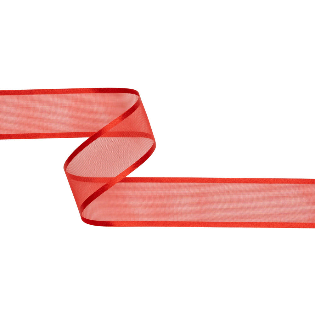 Sheer Ribbon with Double Faced Satin Edges - 1.375" - Red