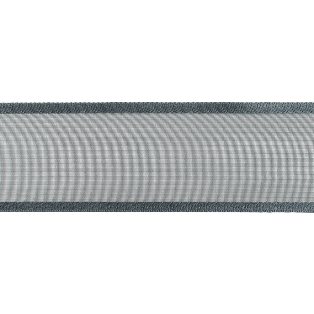 Sheer Ribbon with Double Faced Satin Edges - 1.375" - Gray