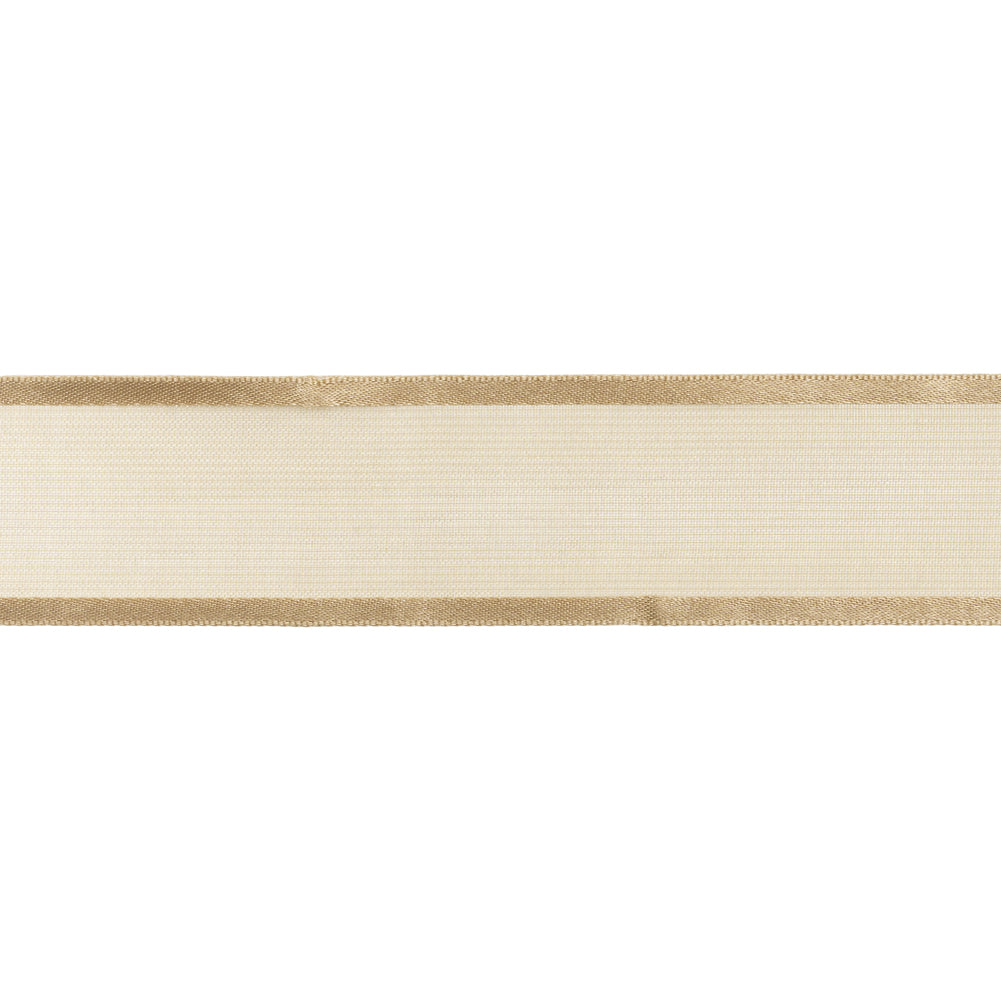 Sheer Ribbon with Double Faced Satin Edges - 1" - Coffee
