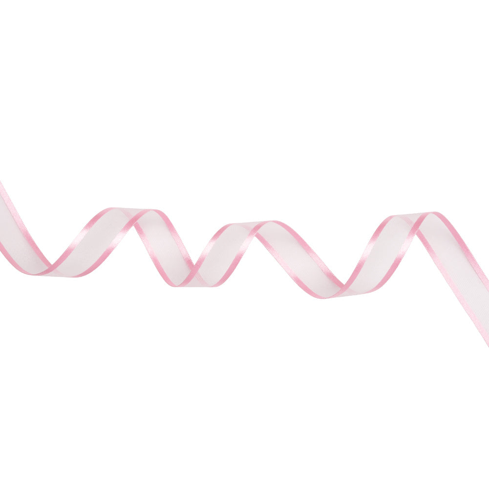 Sheer Ribbon with Double Faced Satin Edges - 0.75" - Pink