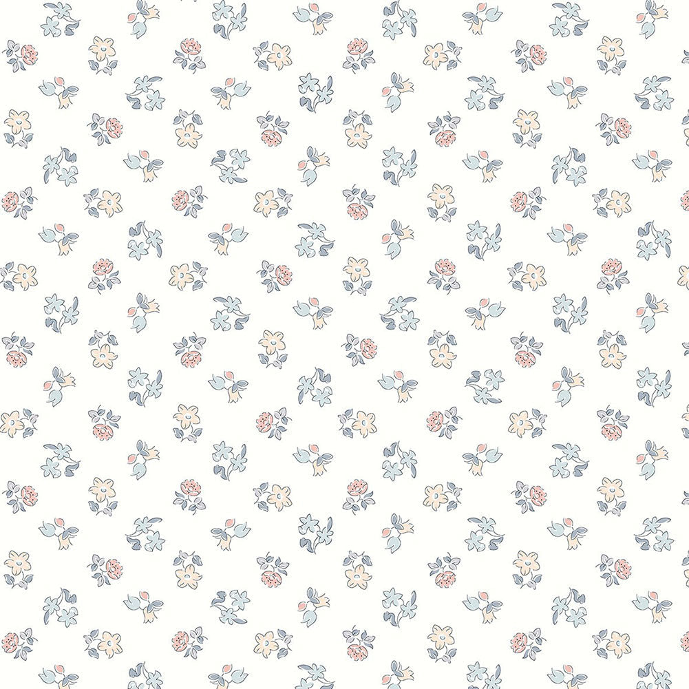 Liberty Art Fabrics Muted Gray and Pink Spring Buds Lasenby Quilting Cotton