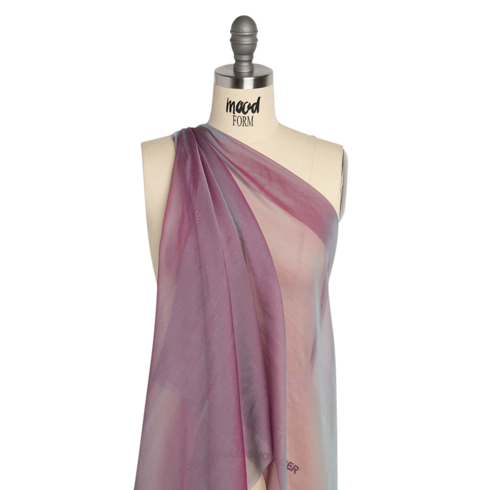 Chiffon-Like Silk Voile - Seafoam and Magenta Iridescent - Adelaide Collection