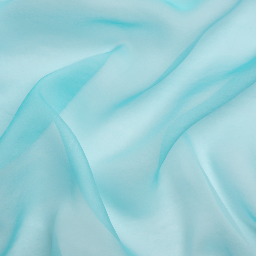 Chiffon-Like Silk Voile - Aqua and White Iridescent - Adelaide Collection
