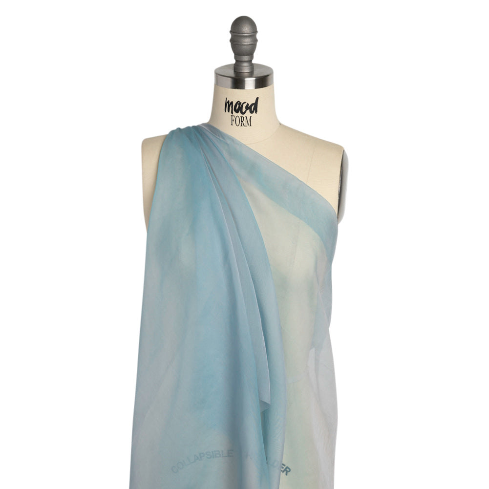 Chiffon-Like Silk Voile - Sky Blue and Rose Iridescent - Adelaide Collection