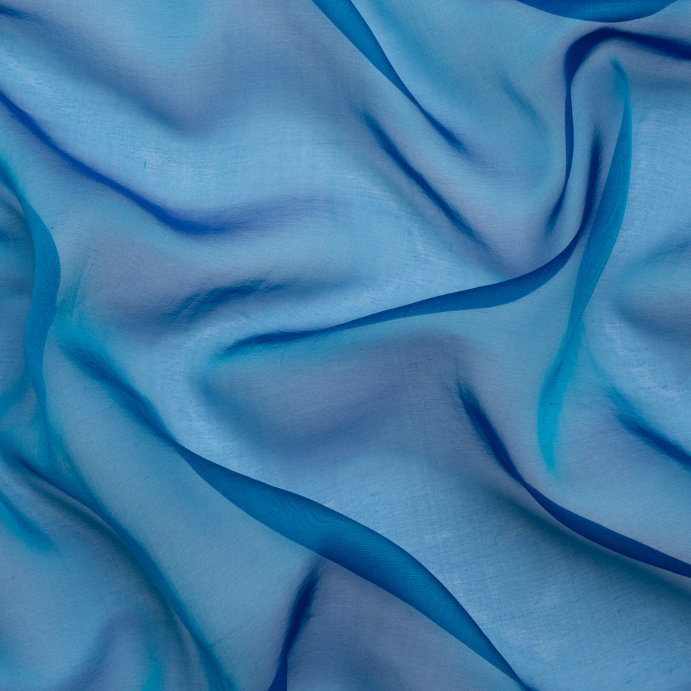 Chiffon-Like Silk Voile - Turquoise and Royal Blue Iridescent - Adelaide Collection