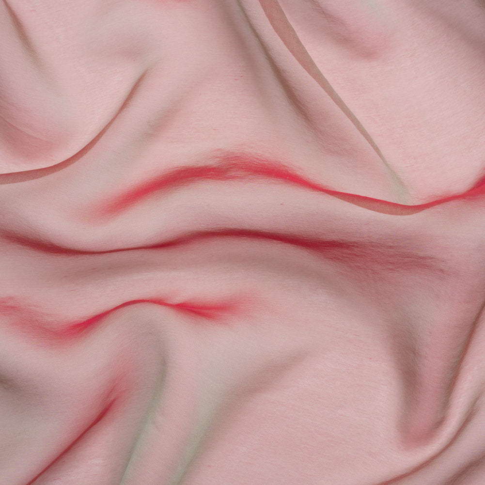Chiffon-Like Silk Voile - Aqua and Berry Red Iridescent - Adelaide Collection