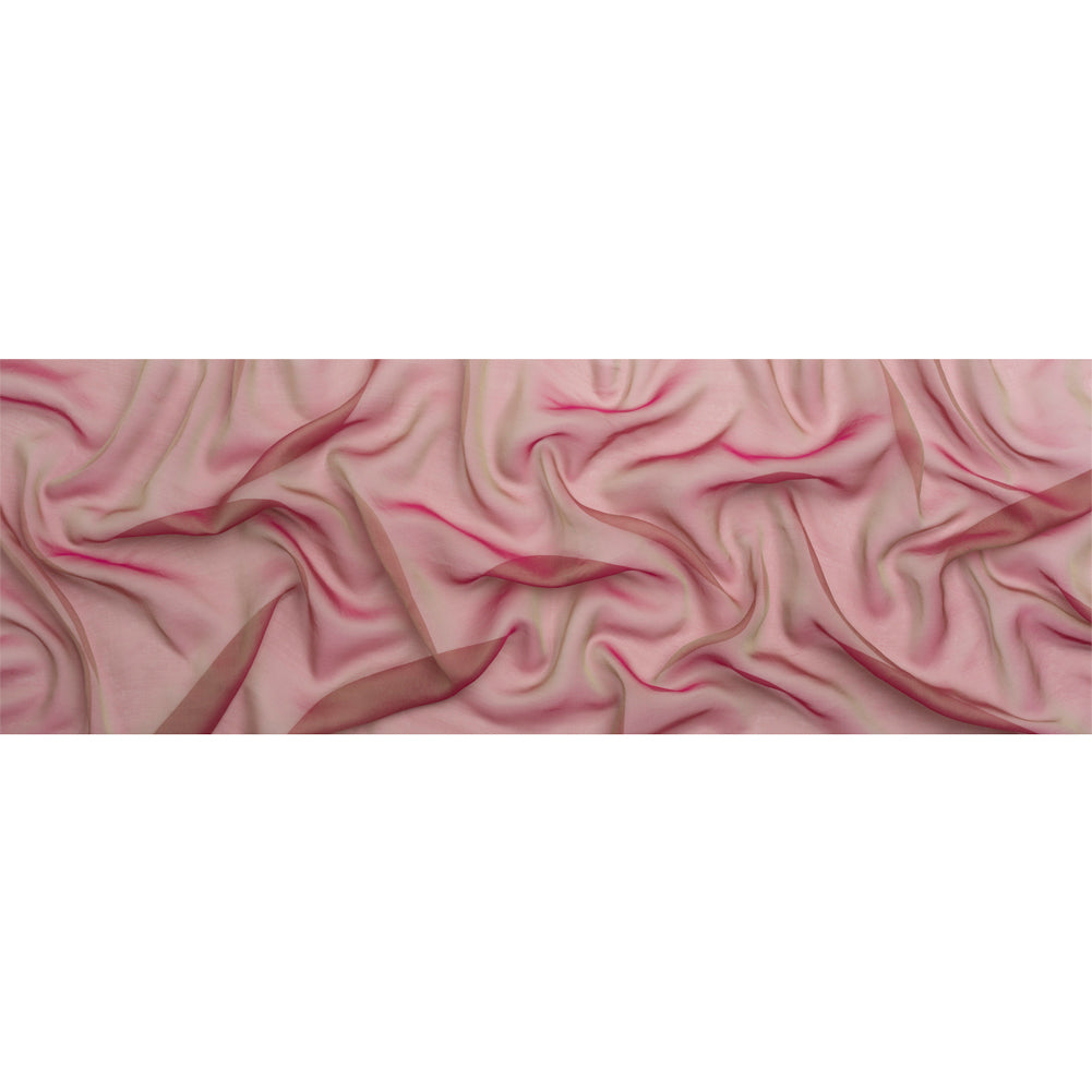 Chiffon-Like Silk Voile - Berry and Key Lime Iridescent - Adelaide Collection