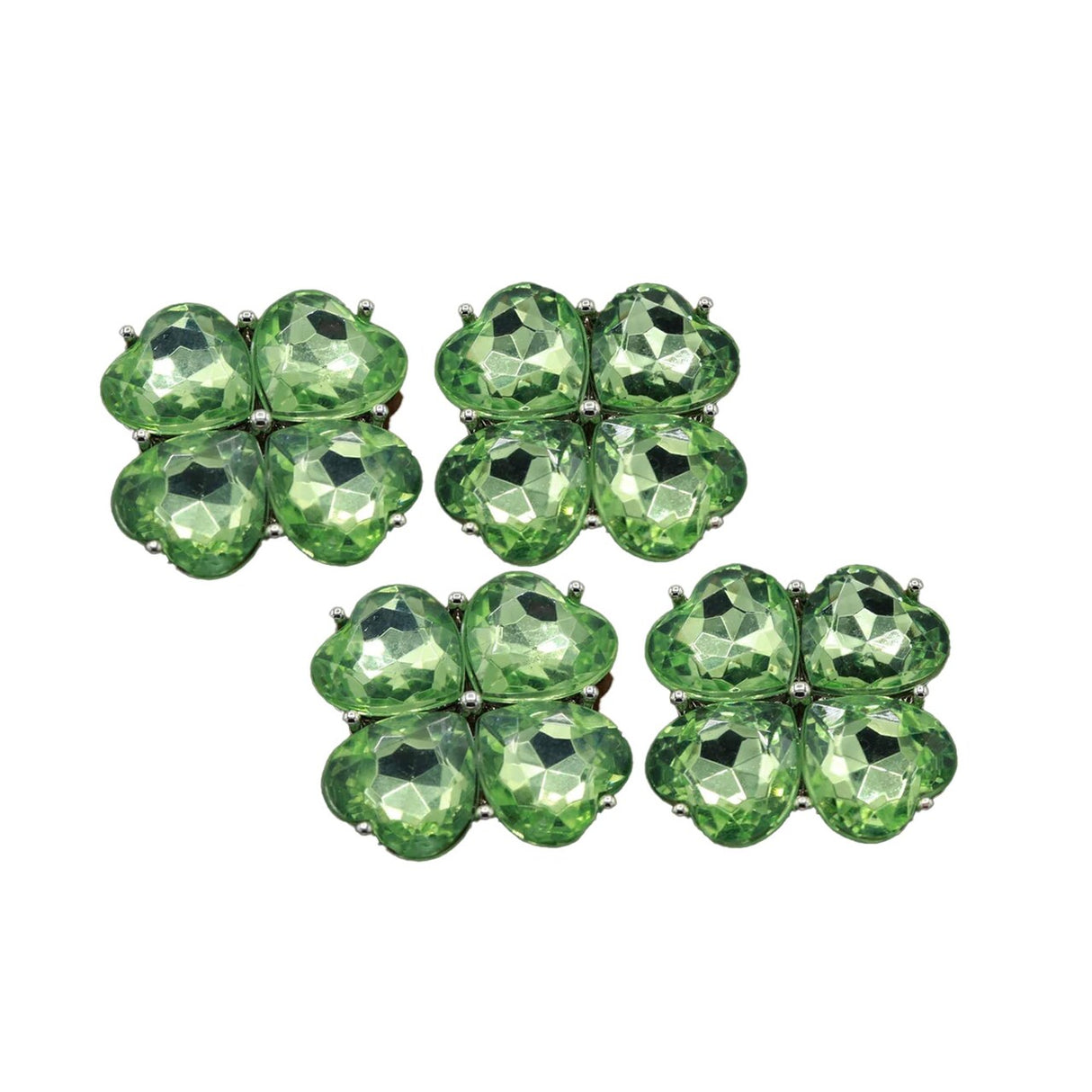 4 Pieces Green Acrylic Flower Buttons 15/16 Inch