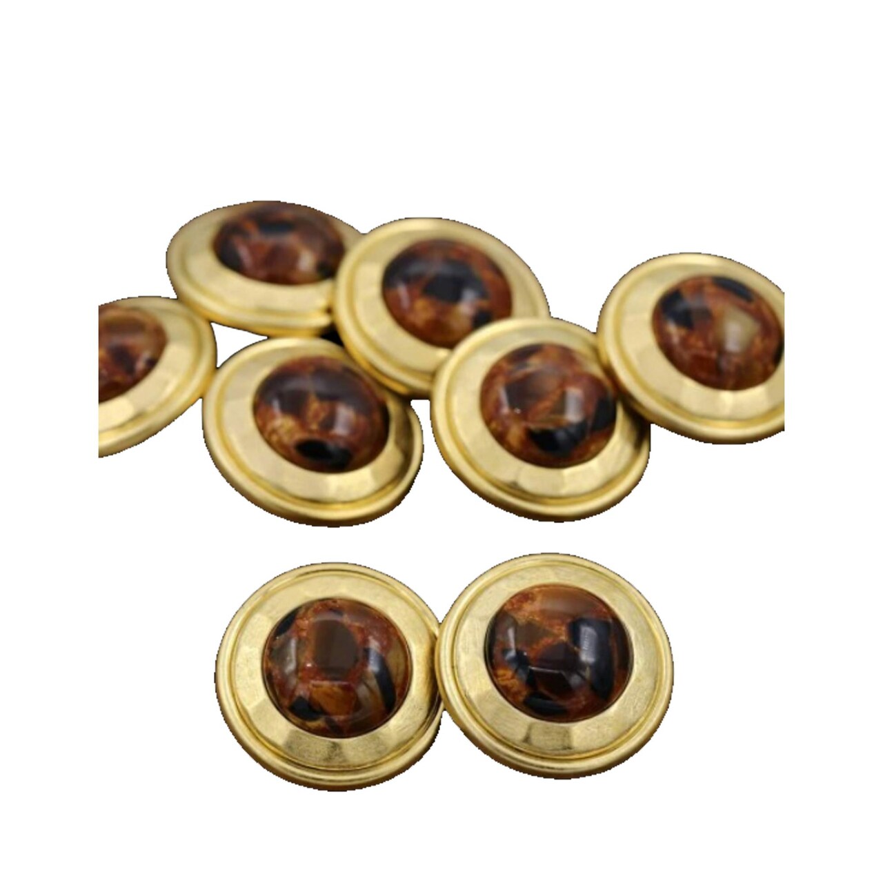4 Pieces Large Gold with Brown Tortoise Center Decorative Buttons 1.5 Inch