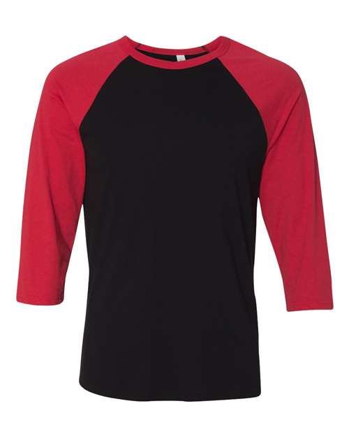 Bella + Canvas Unisex Three-Quarter Sleeve Baseball Tee