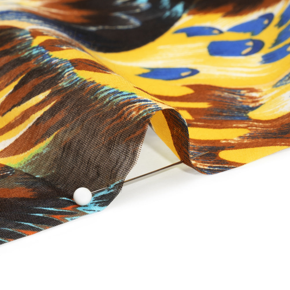 Silk and Cotton Voile - Yellow, Brown and Blue Butterfly Wings