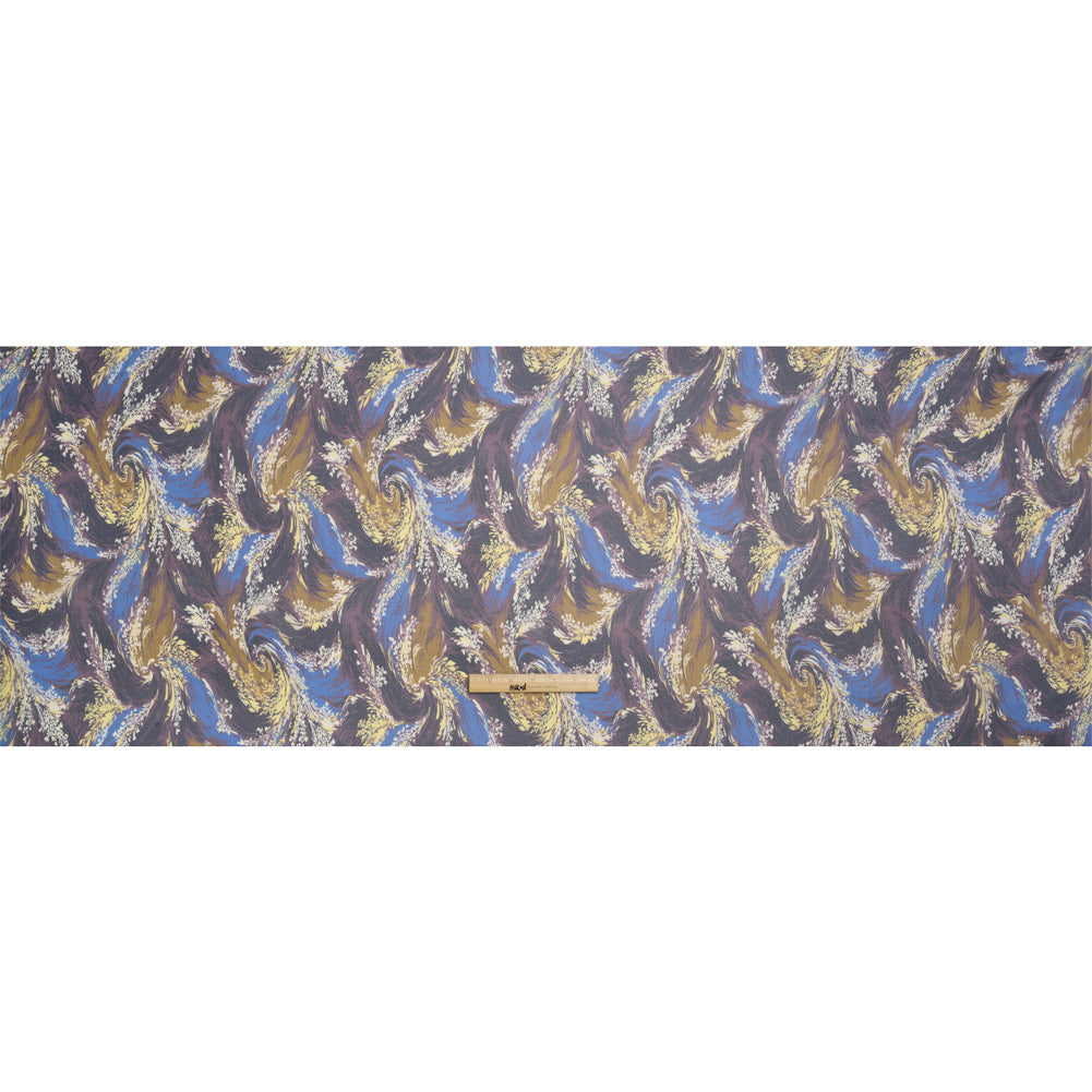 Blue, Purple and Yellow Swirling Bouquets Silk Chiffon