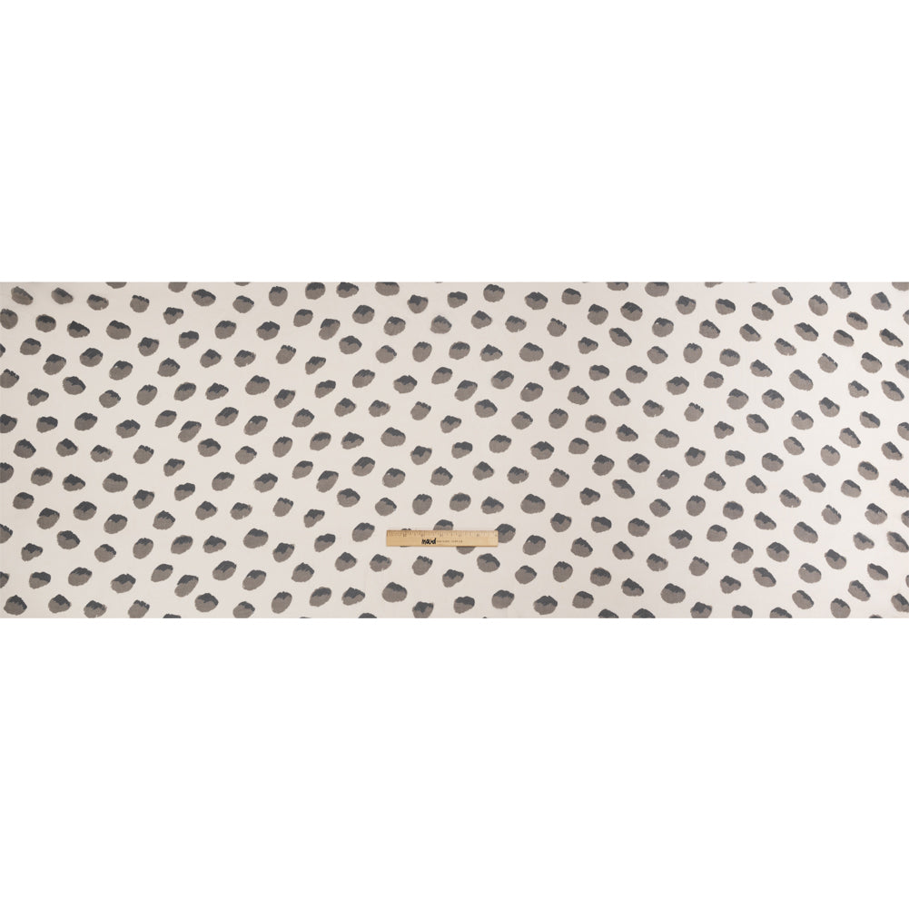 Cream, Black and Gray Brush Spots Silk Chiffon