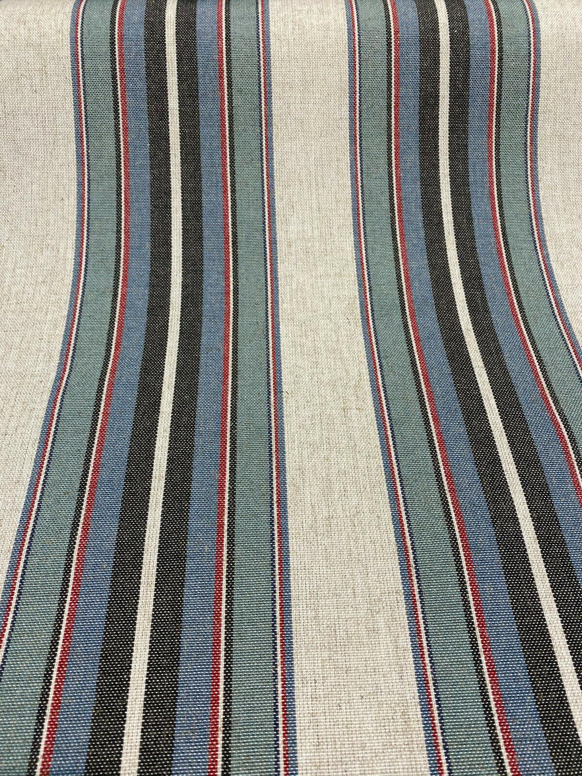 PK Lifestyle Yucatan Stripe Linen Blend Fabric - Marina Blue, Yarn Dyed Stripes, 54" Width (1 Yard)