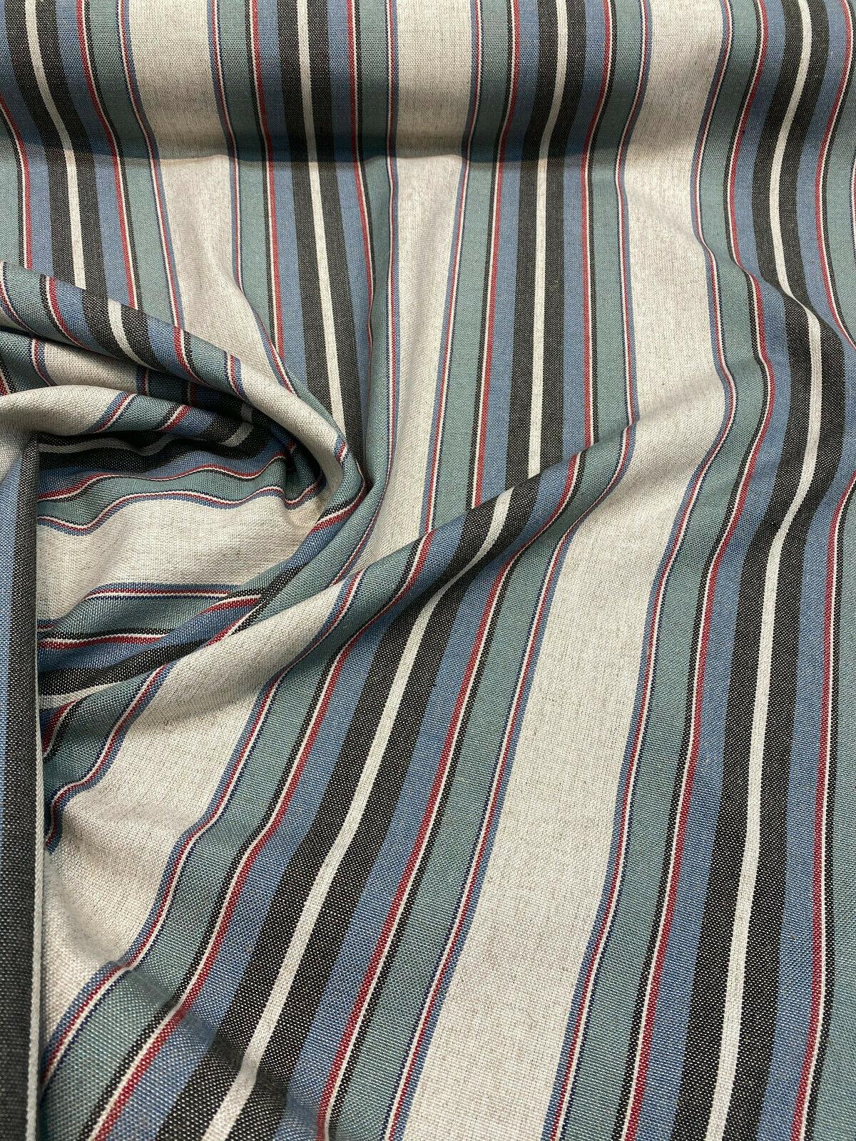 PK Lifestyle Yucatan Stripe Linen Blend Fabric - Marina Blue, Yarn Dyed Stripes, 54" Width (1 Yard)