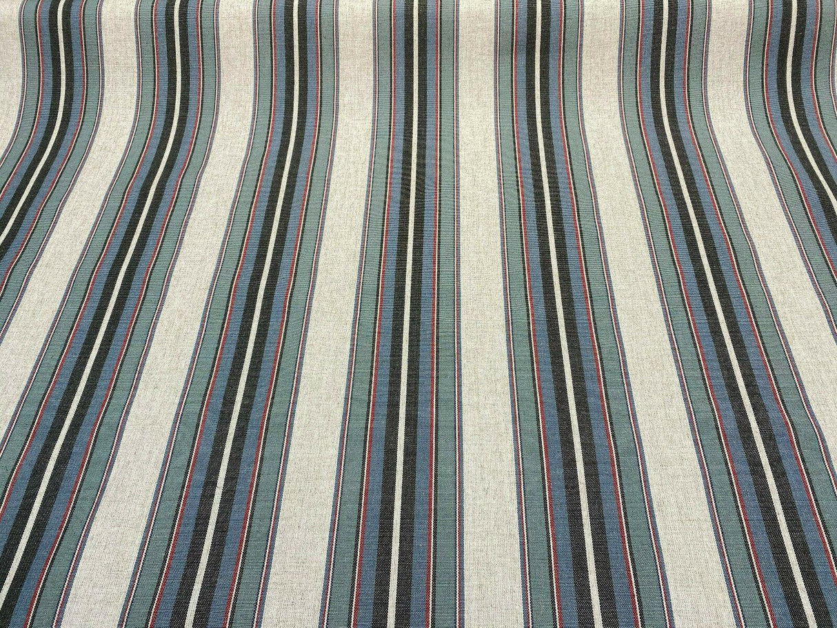 PK Lifestyle Yucatan Stripe Linen Blend Fabric - Marina Blue, Yarn Dyed Stripes, 54" Width (1 Yard)
