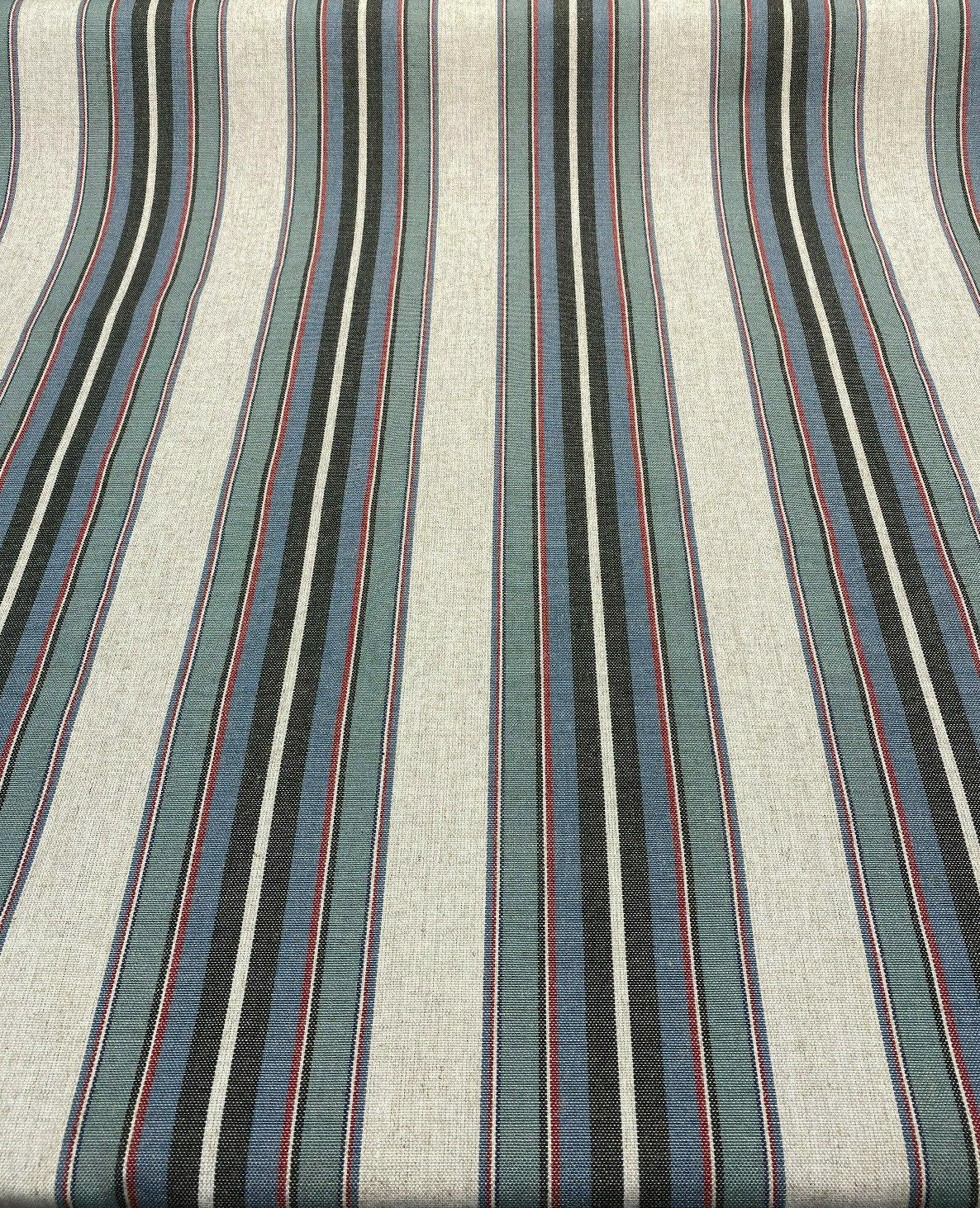 PK Lifestyle Yucatan Stripe Linen Blend Fabric - Marina Blue, Yarn Dyed Stripes, 54" Width (1 Yard)
