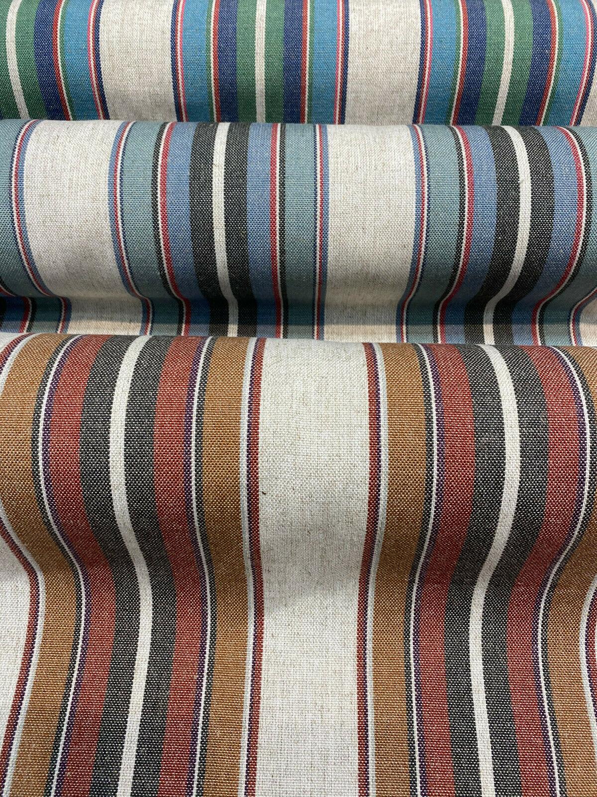 PK Lifestyle Yucatan Stripe Linen Blend Fabric - Marina Blue, Yarn Dyed Stripes, 54" Width (1 Yard)