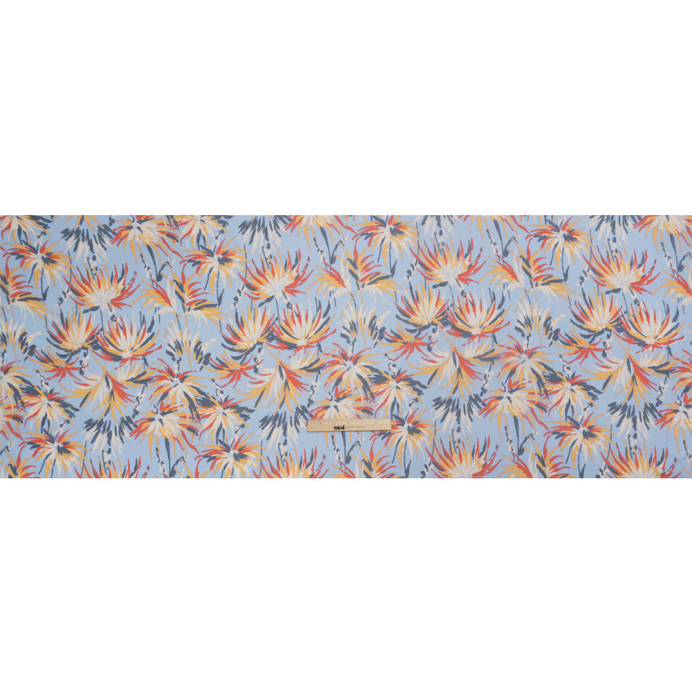 Blue, Red and Mustard Dreamy Daisies Crinkled Silk Chiffon