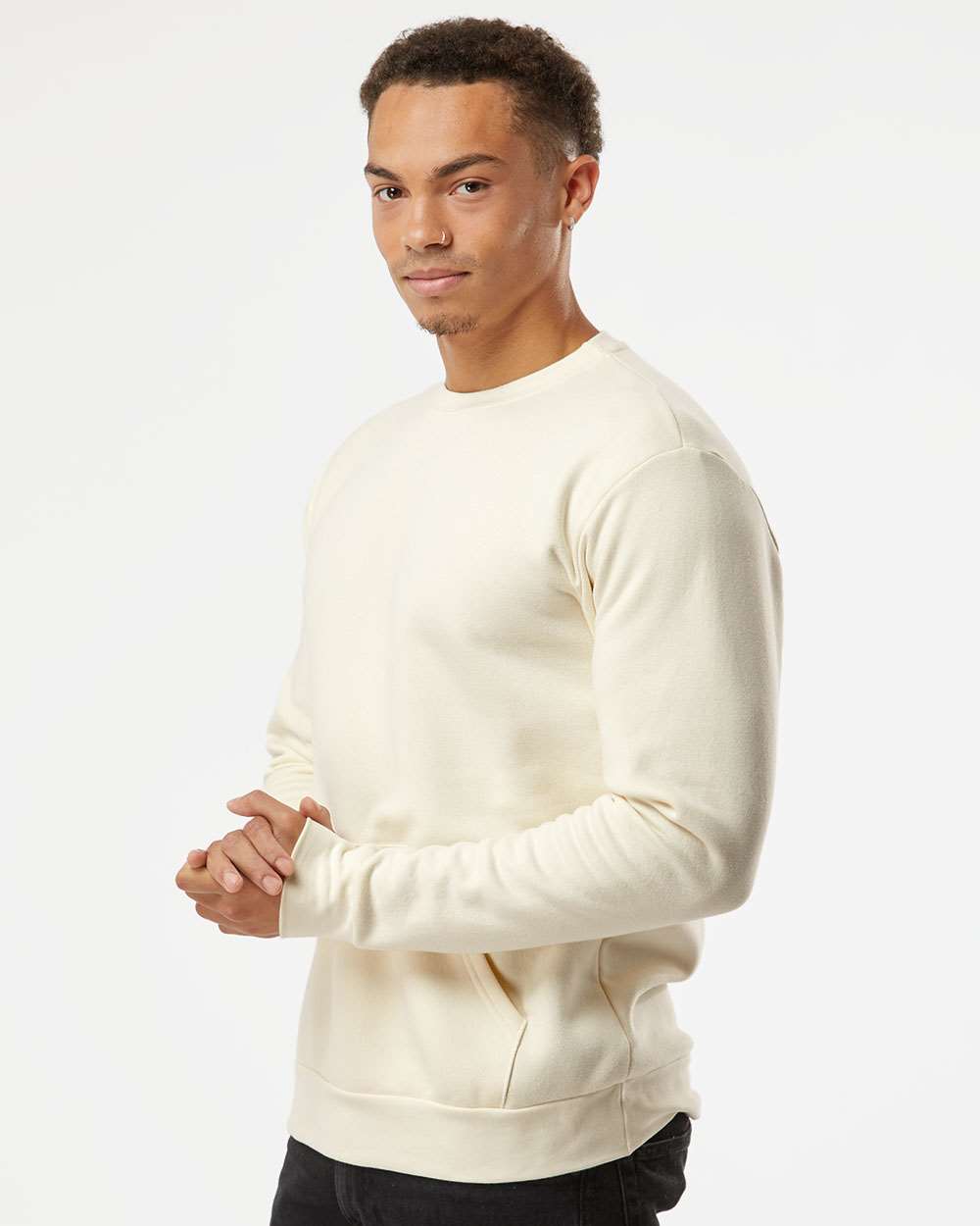 Next Level® Santa Barbara Pocket Crewneck Long Sleeve Sweatshirt