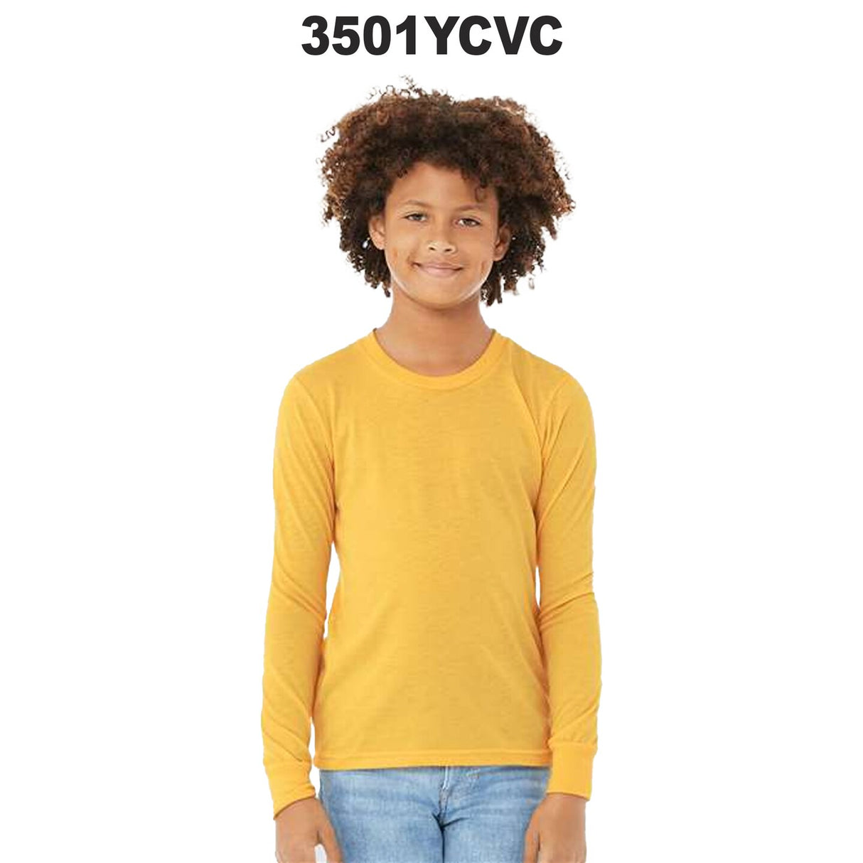 BELLA + CANVAS® Youth Heather CVC Crewneck Long Sleeve Tee - 3501YCVC