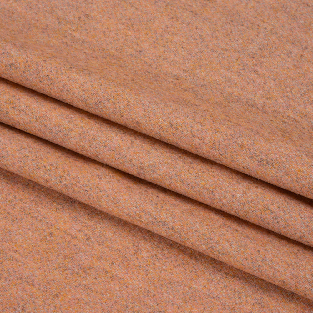 Italian Heathered Peach Brushed Wool Blend Woven