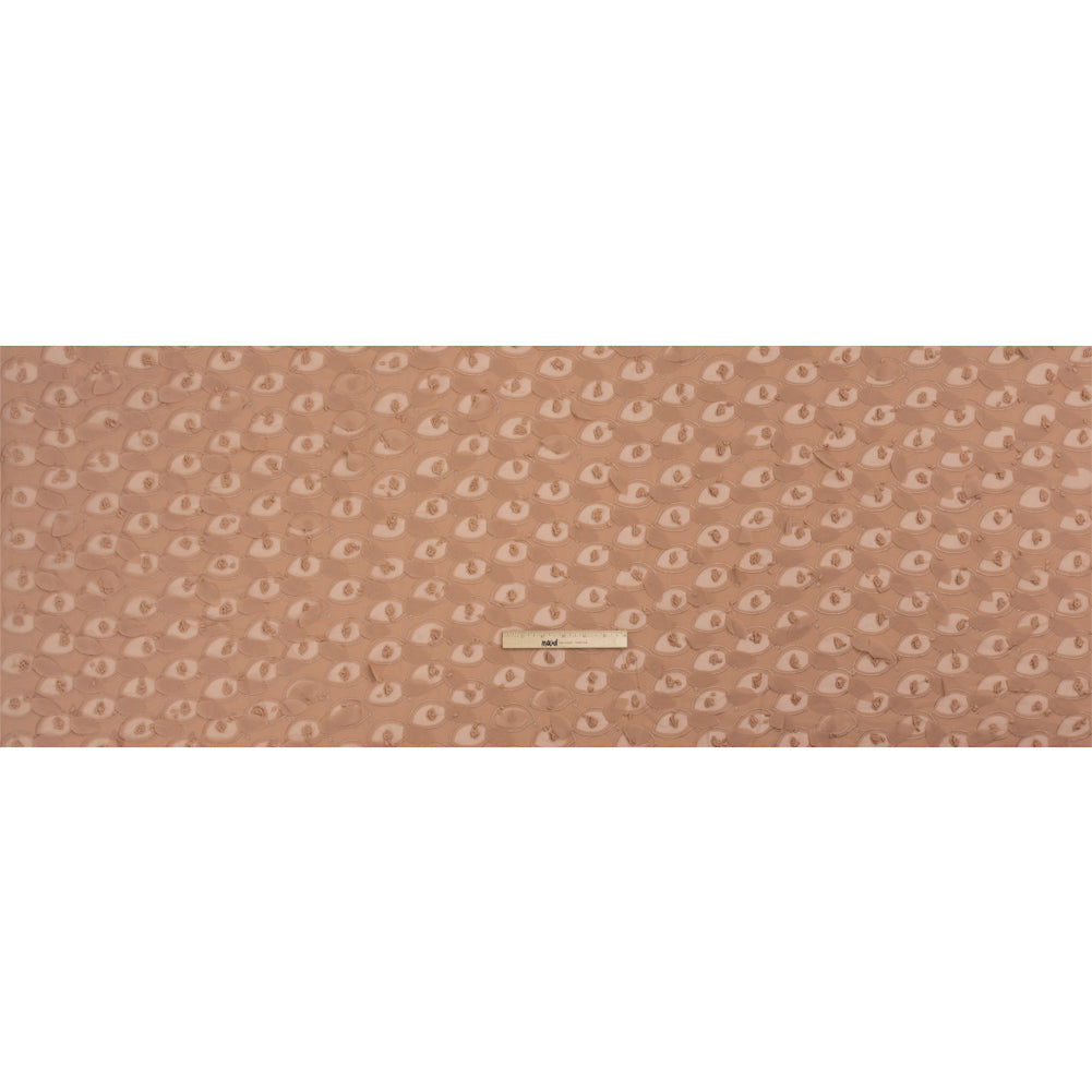 Famous Australian Designer Dusty Clay 3D Floral Embroidered Double Layer Polyester Georgette with Leaf Cutouts