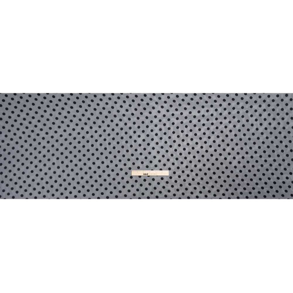 Famous Australian Designer Navy Polyester Chiffon with Satin Burnout Polka Dots