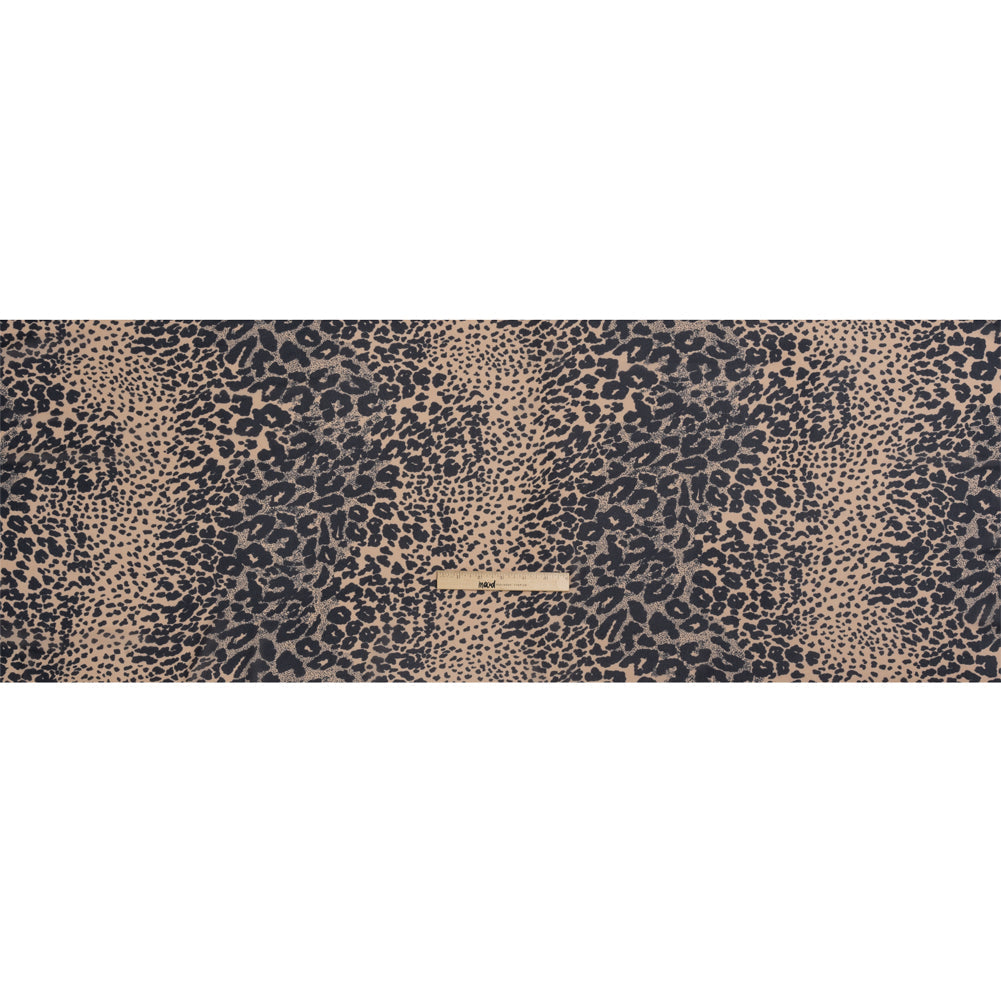 Famous Australian Designer Beige and Black Animal Spots Viscose Georgette