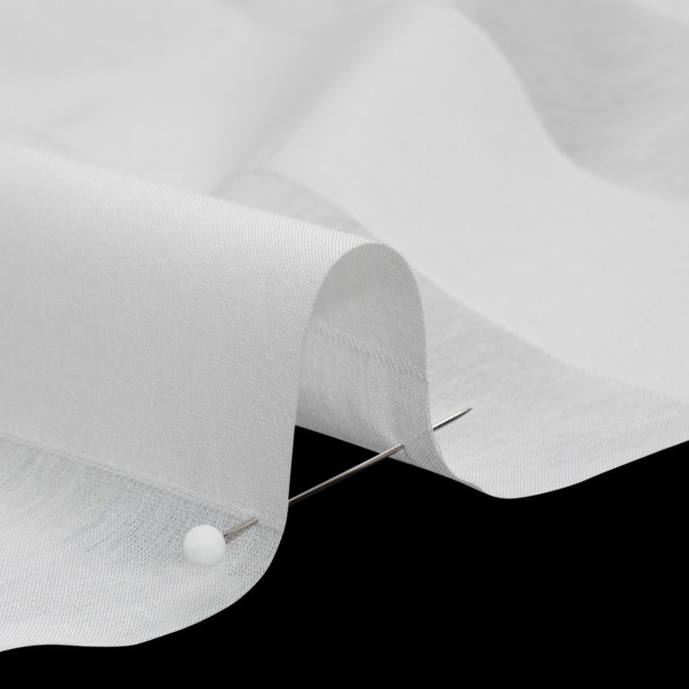 Famous Australian Designer White Burnout Awning Stripes Cotton and Silk Voile