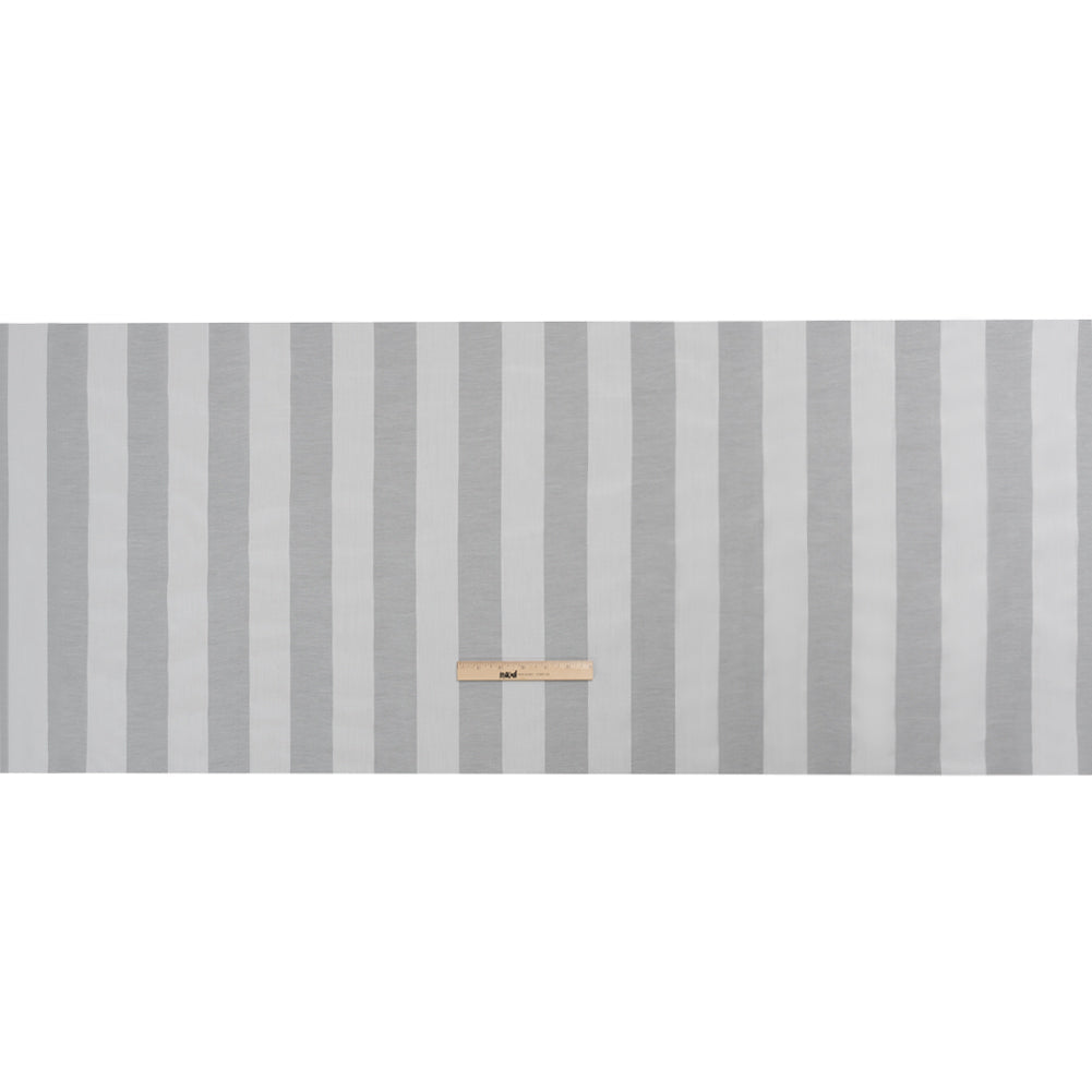 Famous Australian Designer White Burnout Awning Stripes Cotton and Silk Voile