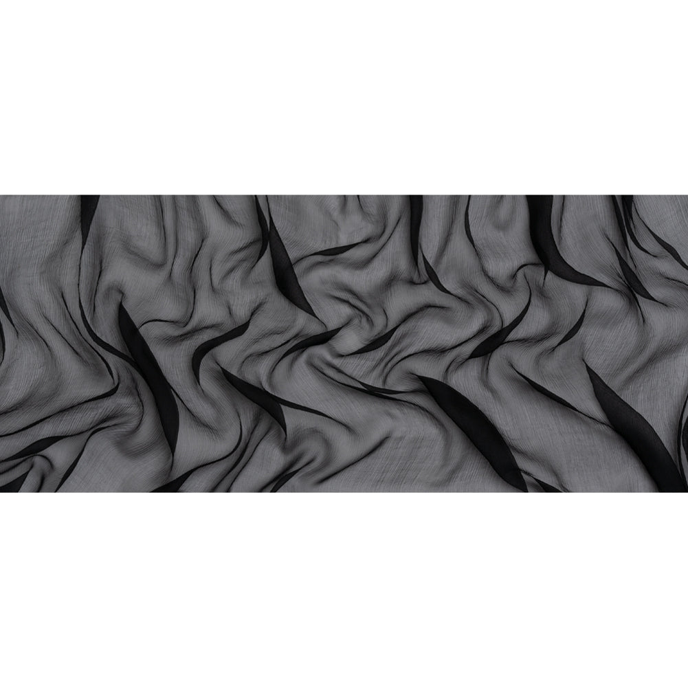 Famous Australian Designer Black Crinkled Silk Chiffon