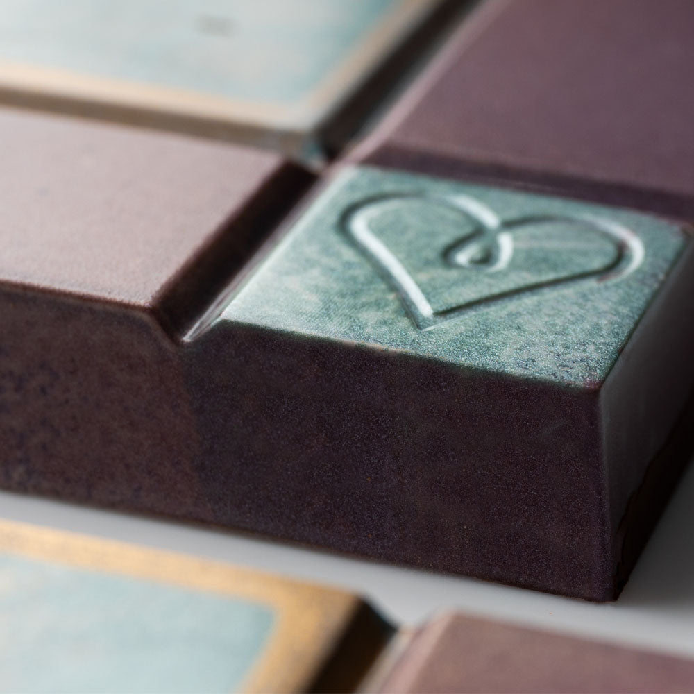 Greyas Polycarbonate Chocolate Mold, Heart Tablet by Luis Amado, 6 Cavities