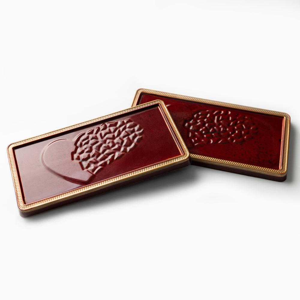 Greyas Polycarbonate Chocolate Mold, Melting Heart Bar by Luis Amado, 3 Cavities