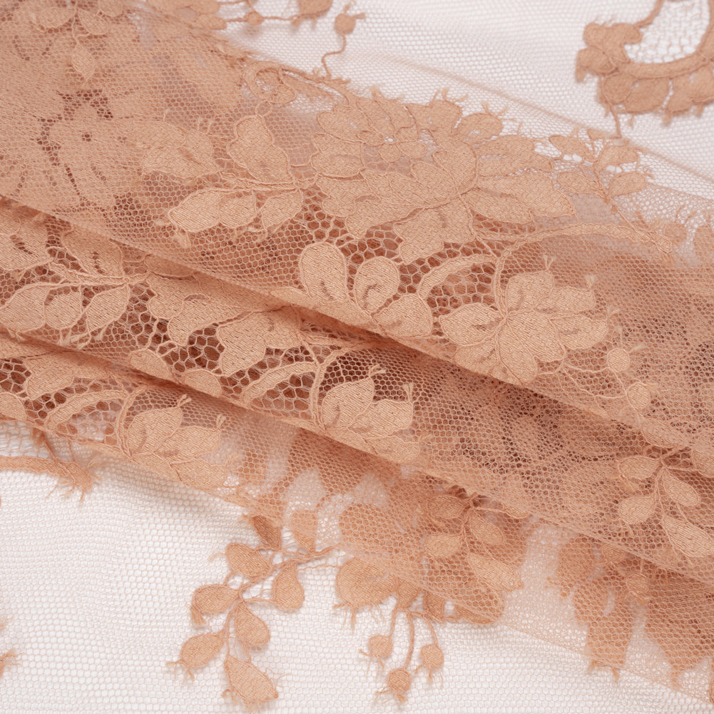 Famous Australian Designer Blush Floral Re-Embroidered Cotton and Nylon Lace