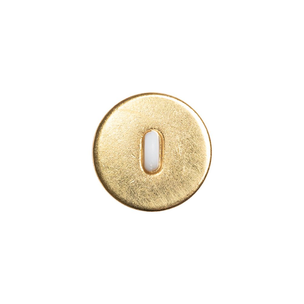 Domed Plastic Shank Back Button - White and Metallic Gold Faceted - 24L/15mm