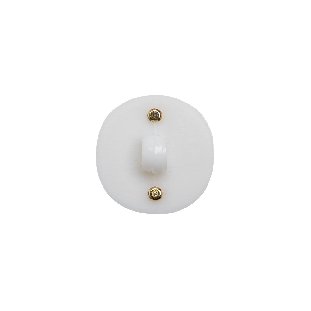 2-Piece Plastic Shank Back Button - White and Gold - 24L/15mm