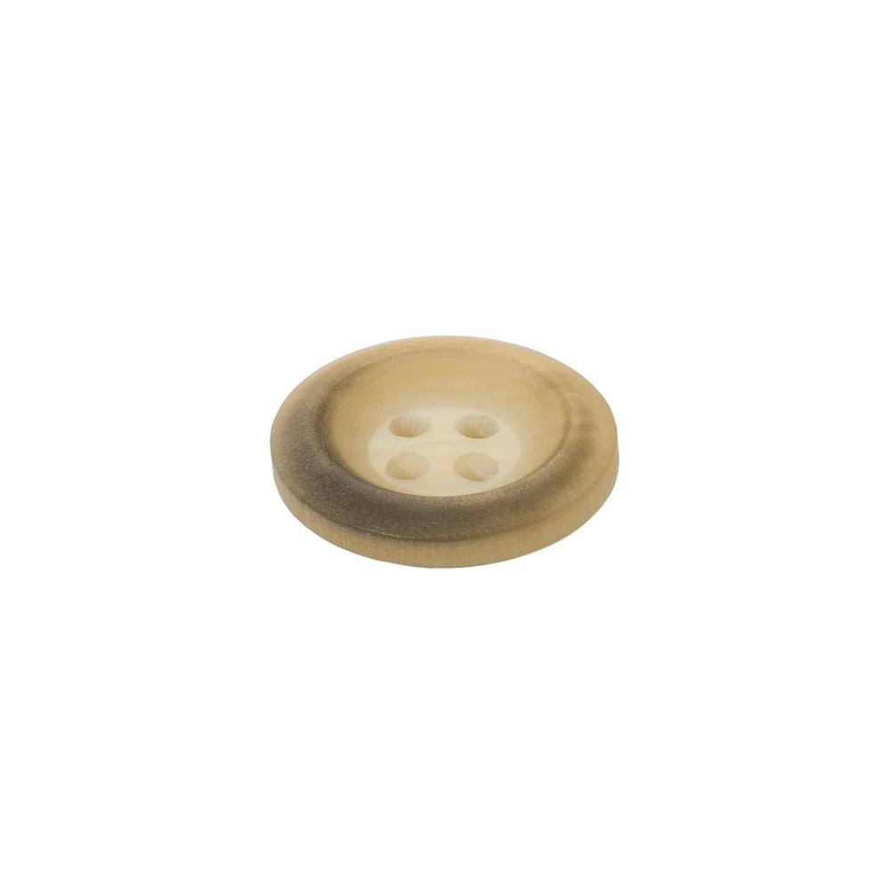 Rolled Rim 4-Hole Plastic Button - Beige and Taupe Iridescent - 24L/15mm