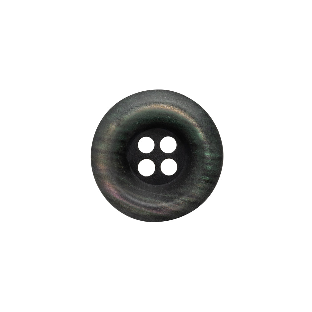 Rolled Rim 4-Hole Plastic Button - Silver and Gray Iridescent - 28L/18mm