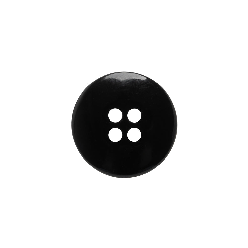 Plastic 4-Hole Button - Black Dish Shaped Matte Rim - 28L/18mm