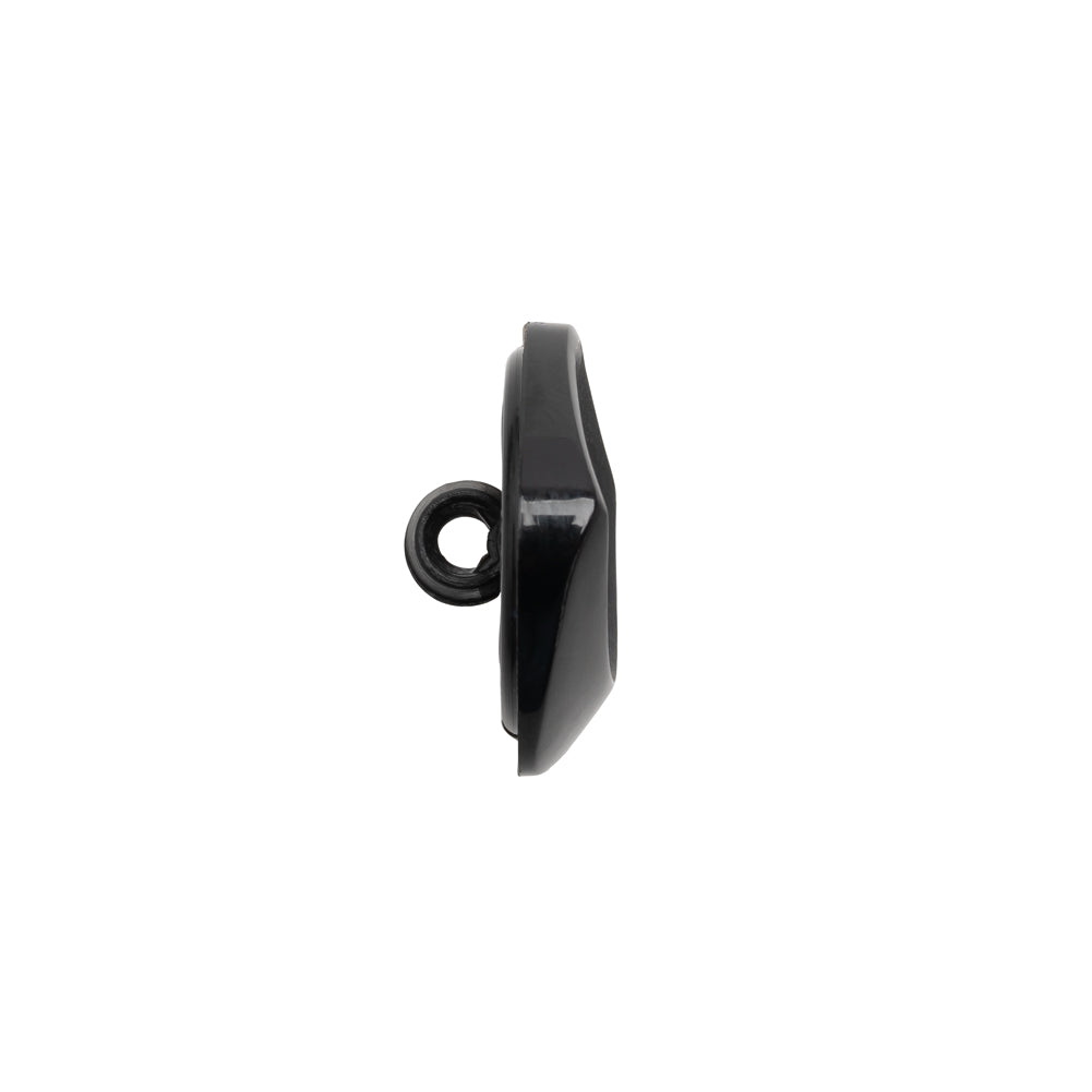 Square Plastic Shank Back Button - Black Partial Matte Abstract - 28L/18mm