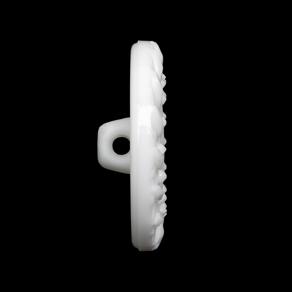 Plastic Shank Back Button - White Faux Gems and Latticework - 44L/28mm